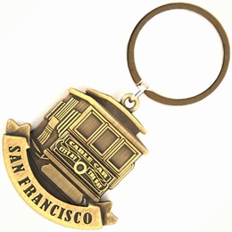 San Francisco Cable Car Frontview Bronze Metal Keychain