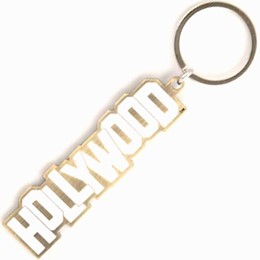 Hollywood Sign Brass White Metal Keychain