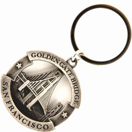 San Francisco Golden Gate Pewter Round Metal Keychain