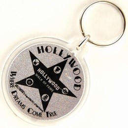 HollyWood Walk Of Fame Black Glitter Acrylic Keychain