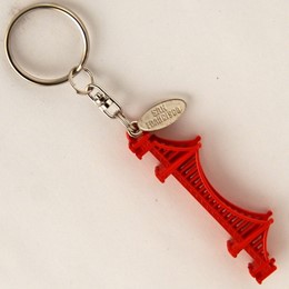 San Francisco Golden Gate 3-D Red Metal Keychain With Tag
