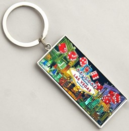 Las Vegas Dice Collage Sheen Small Metal Keychain