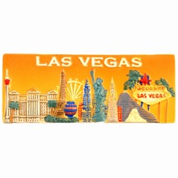 Las Vegas Sculpted Collage Orange Rectangle Ceramic Magnet
