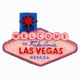 Las Vegas Sign Pink Glitter Poly Magnet