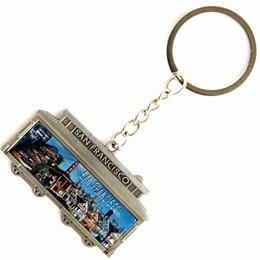 San Francisco Golden Gate Collage/Cable Car Shaped Silver Metal Keychain