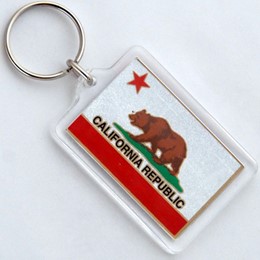 California Bear Flag Shiny Rectangle Acrylic Keychain