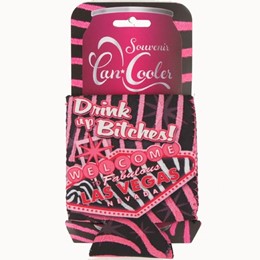 Las Vegas Drink Up Pink/Black Can Coozie