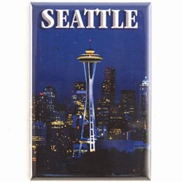 Seattle Space Needle Night Recangle Metal Magnet