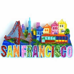 San Francisco Spellout Collage Poly Magnet