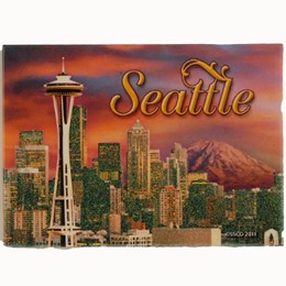Seattle Sunset Glitter Metal Magnet