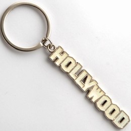 Hollywood W/Glitter Enamal Metal Keychain