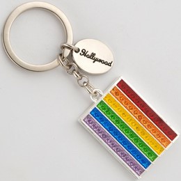 Hollywood Rainbow Rectangle Glitter Keychain