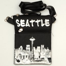 Seattle Skyline Glitter Black Hip Bag-Canvas