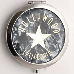 Hollywood Black Pearlized Round Compact