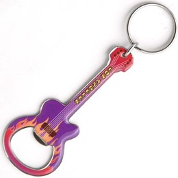 Los Angeles Guitar Shape Bottle Opener Purple/Red Keychain