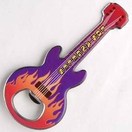 Los Angeles Guitar Shape Bottle Opener Purple/Red Magnet