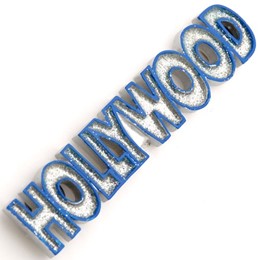 Hollywood Spellout Silver Poly Glitter Magnet