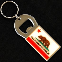 California Bear Rectangular Metal Opener Keychain