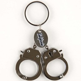 California Handcuff Metal Keychain