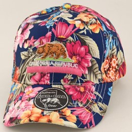 California Bear Flag Floral Hat