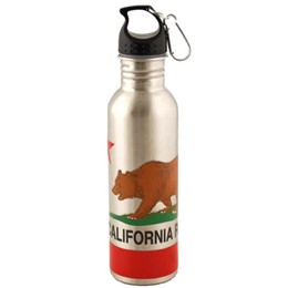 California Bear Flag Silver Color 750ml. Waterbottle