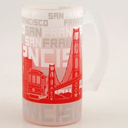 San Francisco Red Skyline Frosted Glass Tank Yard Mug